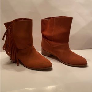 Plomo shoe boots with fringe detail rust color western boho